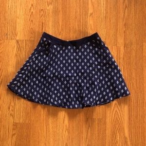 Navy Blue Patterned Circle Skirt